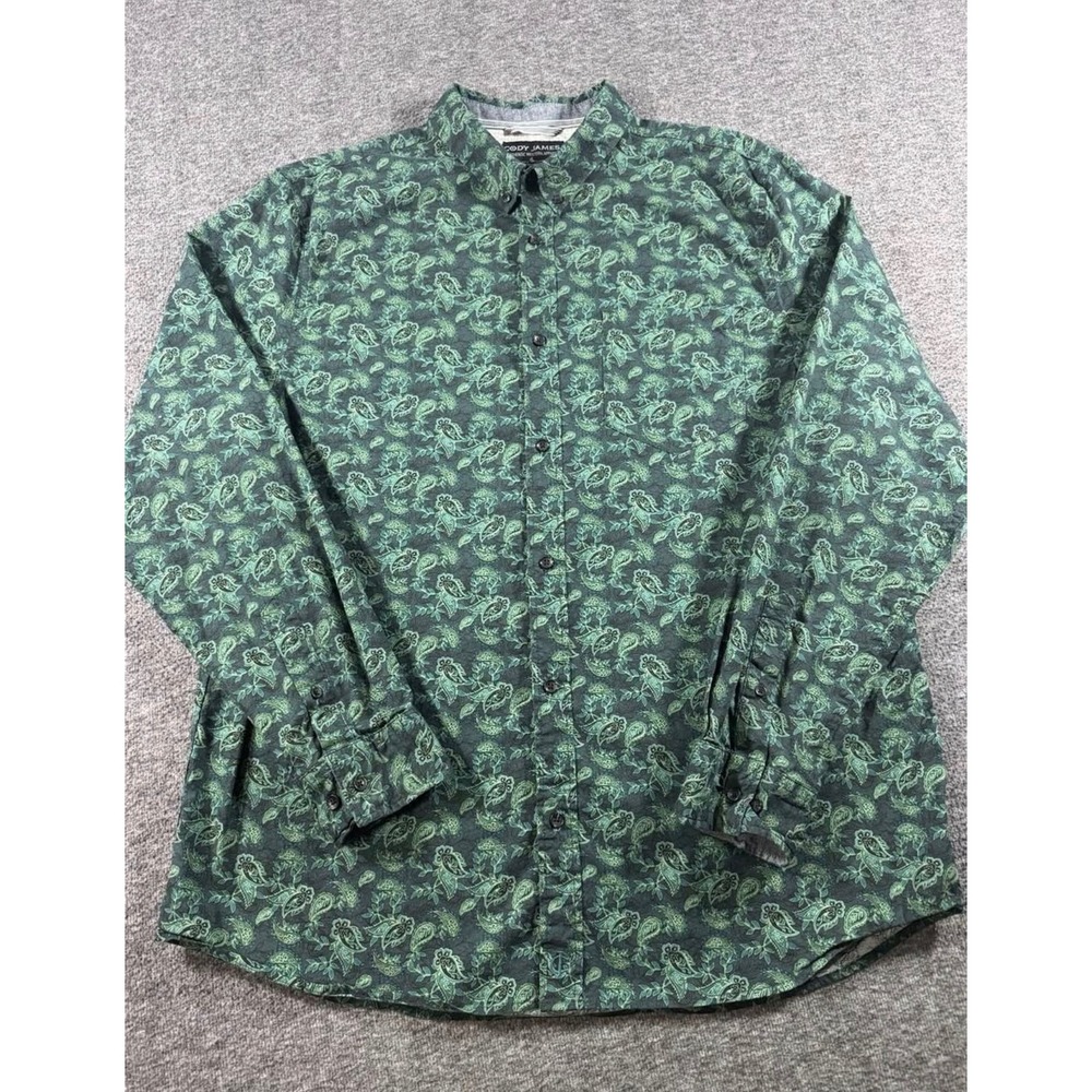 Cody James Mens 2XL Green Paisley Western Button Down Long Sleeve Shirt - Picture 2 of 9
